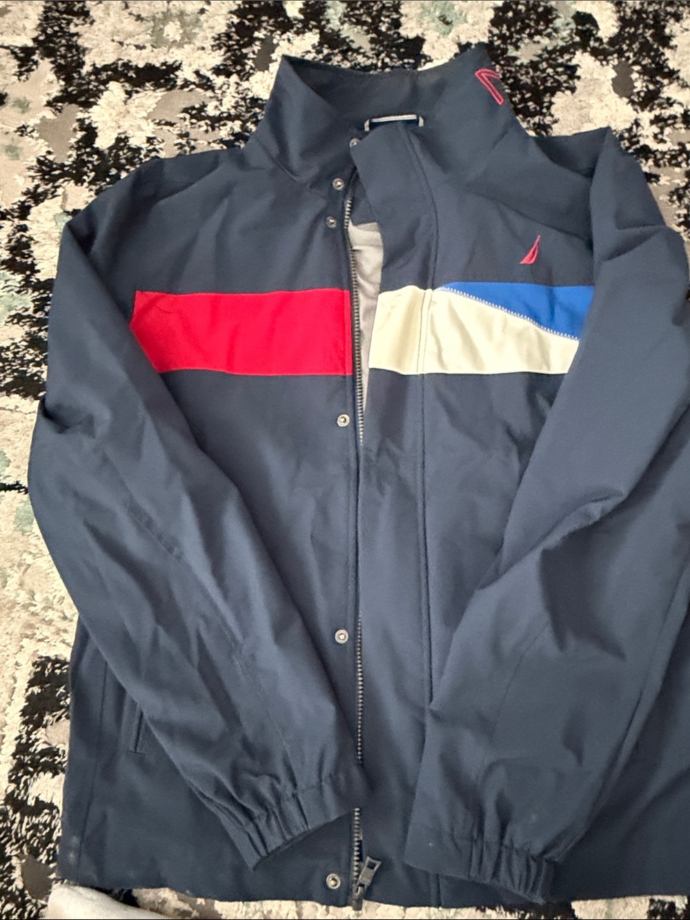 Nautica Navy Colorblock Windbreaker with Red, Blue & Cream Panels
